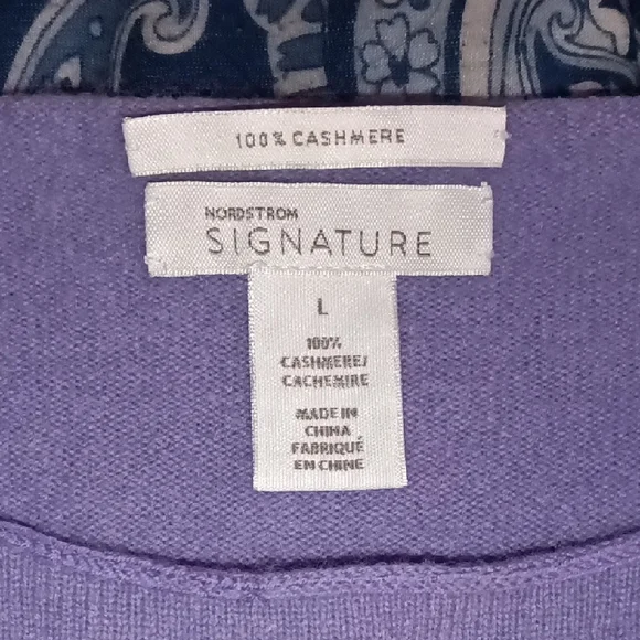 Nordstrom Women's Purple 100% Cashmere Crew Neck Sweater - Picture 4 of 6